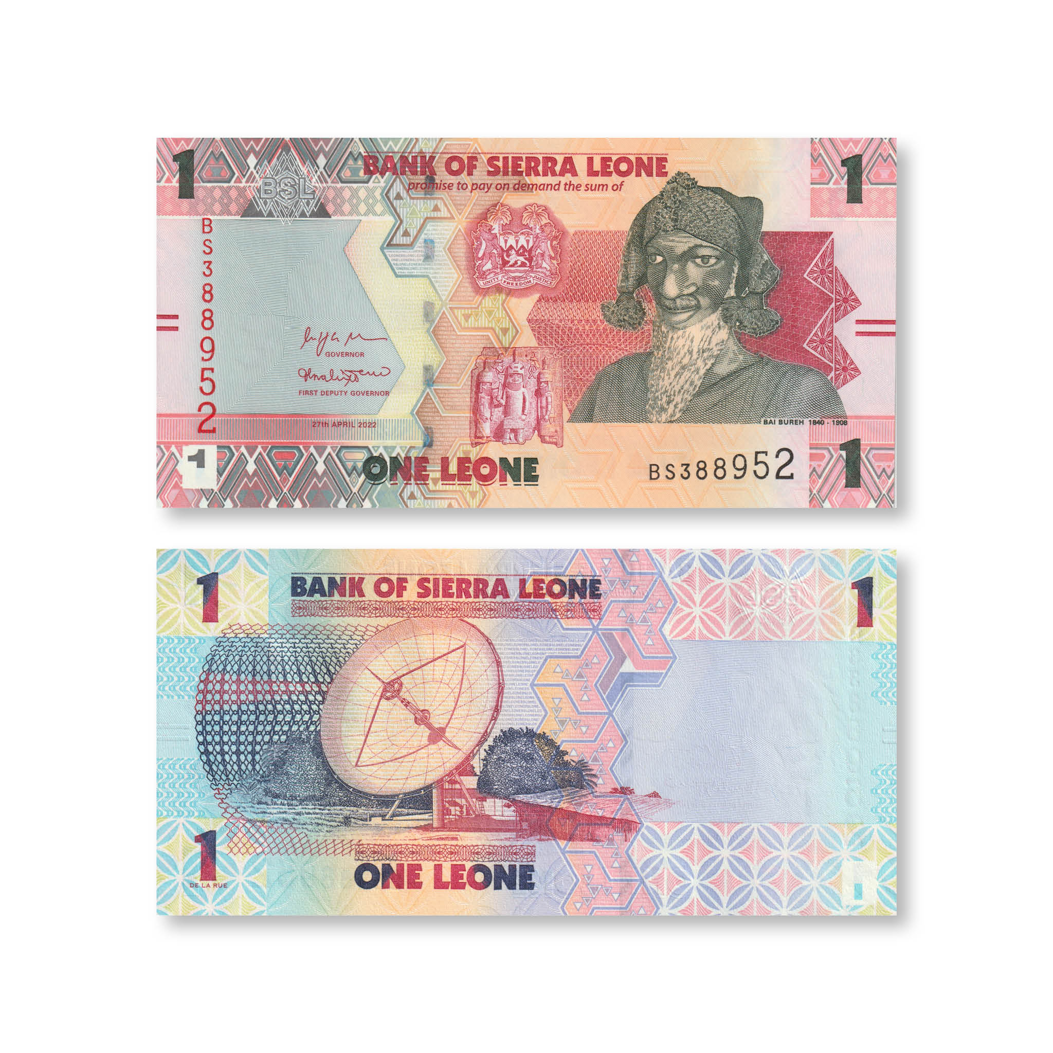 Sierra Leone Superset: 2021 & 2022 Old & New Denomination Leones, UNC - Robert's World Money - World Banknotes