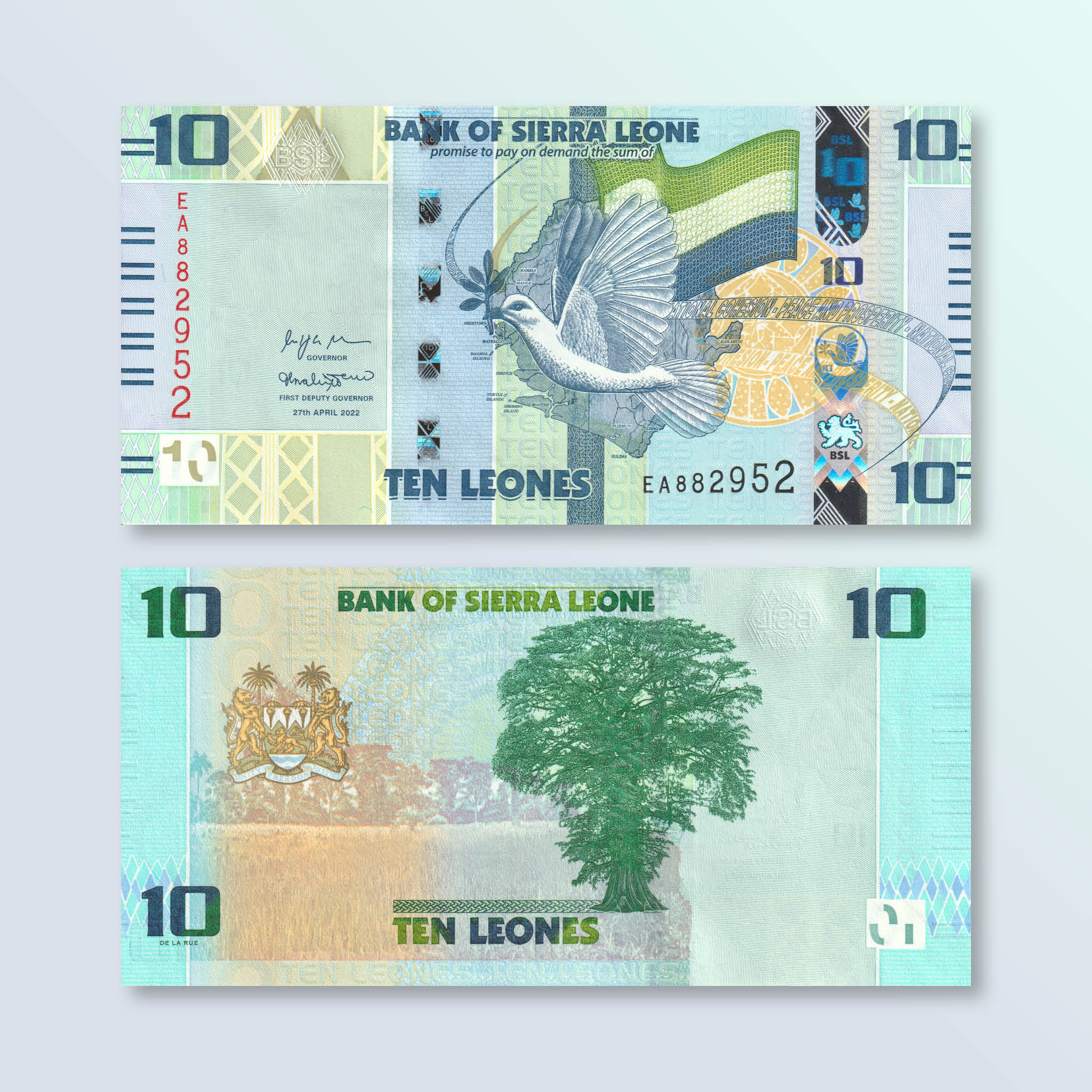 Sierra Leone 10 Leones, 2022, B132a, UNC - Robert's World Money - World Banknotes