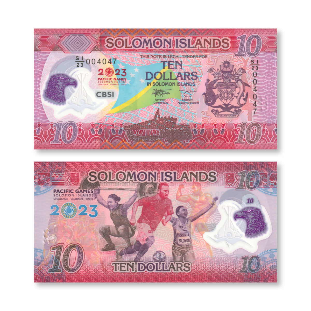Solomon Islands 10 Dollars, 2023, Pacific Island Games Commemorative, B227a, UNC
