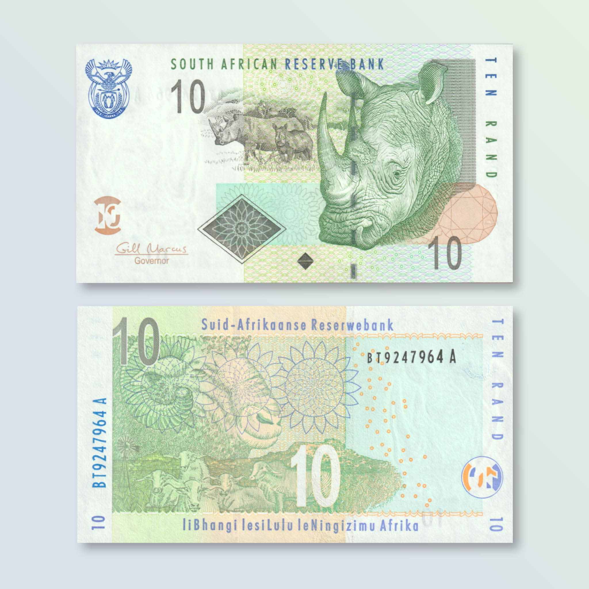 South Africa 10 Rand, 2009, B757b, P128b, UNC - Robert's World Money - World Banknotes