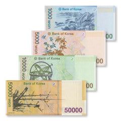 South Korea Set: 1,000–50,000 Won, 2006–2009, B250–B253, UNC