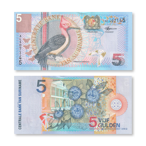 Suriname 5 Gulden, 2000, B531a, P146, UNC - Robert's World Money - World Banknotes