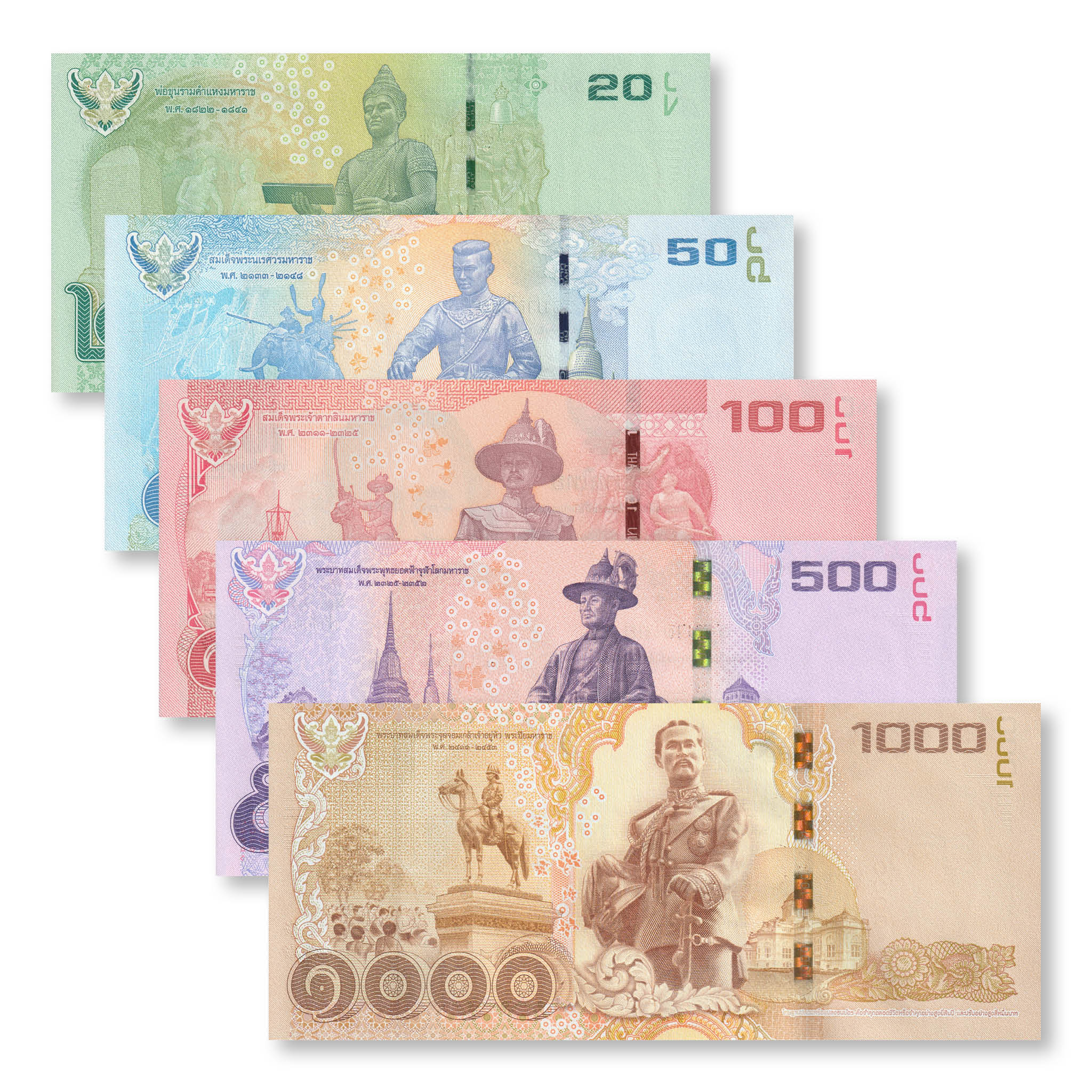 Thailand Full Set: 2014–2016, B181–B185, P118–P122, UNC - Robert's World Money - World Banknotes