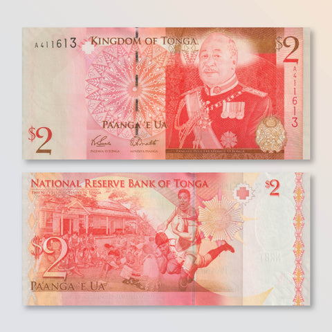 Tonga 2 Pa'anga, 2009, B213a, P38, UNC - Robert's World Money - World Banknotes