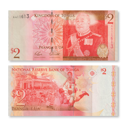 Tonga 2 Pa'anga, 2009, B213a, P38, UNC - Robert's World Money - World Banknotes