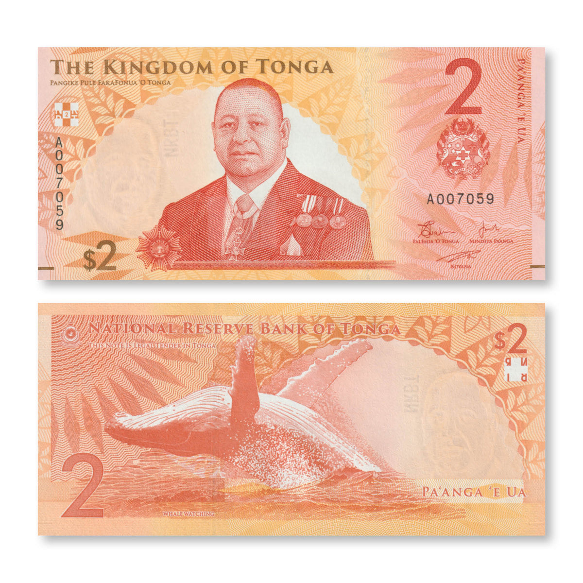 Tonga 2 Pa'anga, 2023, Brand New Series, B225a, UNC - Robert's World Money - World Banknotes