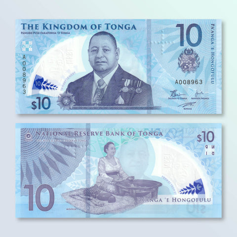 Tonga 10 Pa'anga, 2023, Brand New Series, B227a, UNC - Robert's World Money - World Banknotes