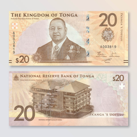Tonga 20 Pa'anga, 2023, Brand New Series, B228a, aUNC - Robert's World Money - World Banknotes