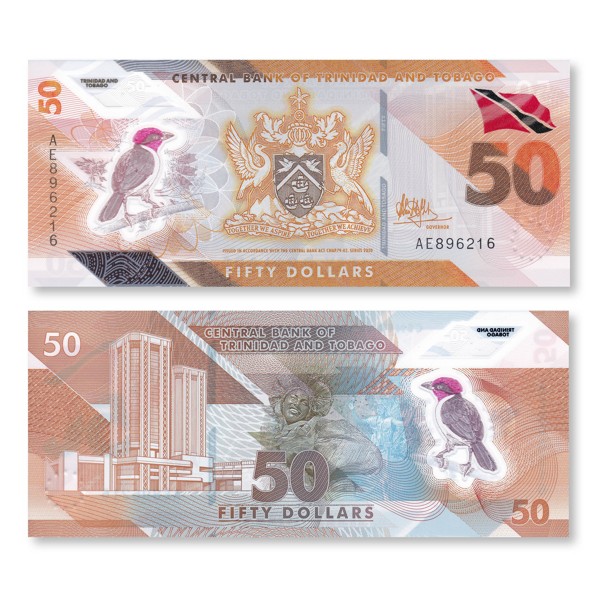 Trinidad & Tobago Full Set: 1–100 Dollars, 2019-2021,  B236–B241, UNC - Robert's World Money - World Banknotes