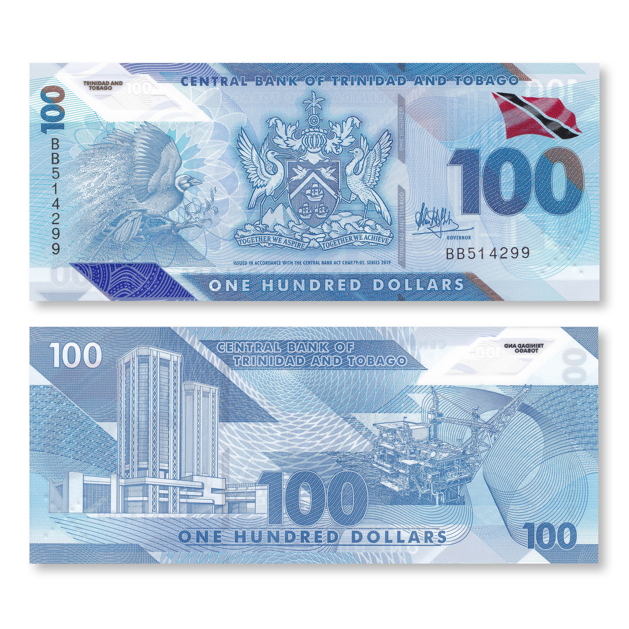 Trinidad & Tobago Full Set: 1–100 Dollars, 2019-2021,  B236–B241, UNC - Robert's World Money - World Banknotes