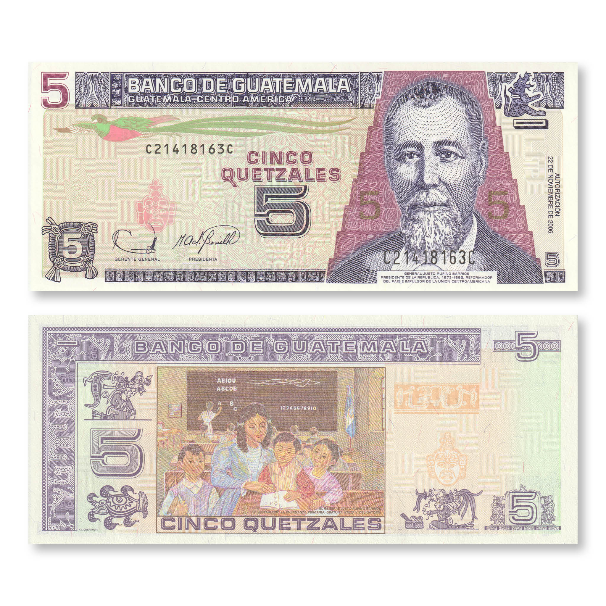 Guatemala 5 Quetzales, 2020, B605d, UNC - Robert's World Money - World Banknotes