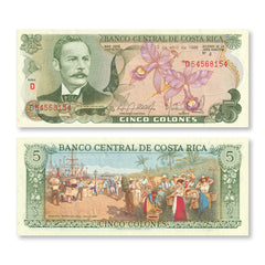 Costa Rica 5 Colones, 1986, B522dd, P236d, UNC - Robert's World Money - World Banknotes