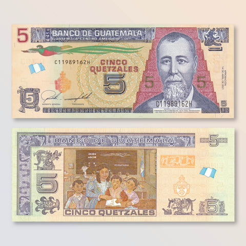 Guatemala 5 Quetzales, 2021, B605e, UNC - Robert's World Money - World Banknotes