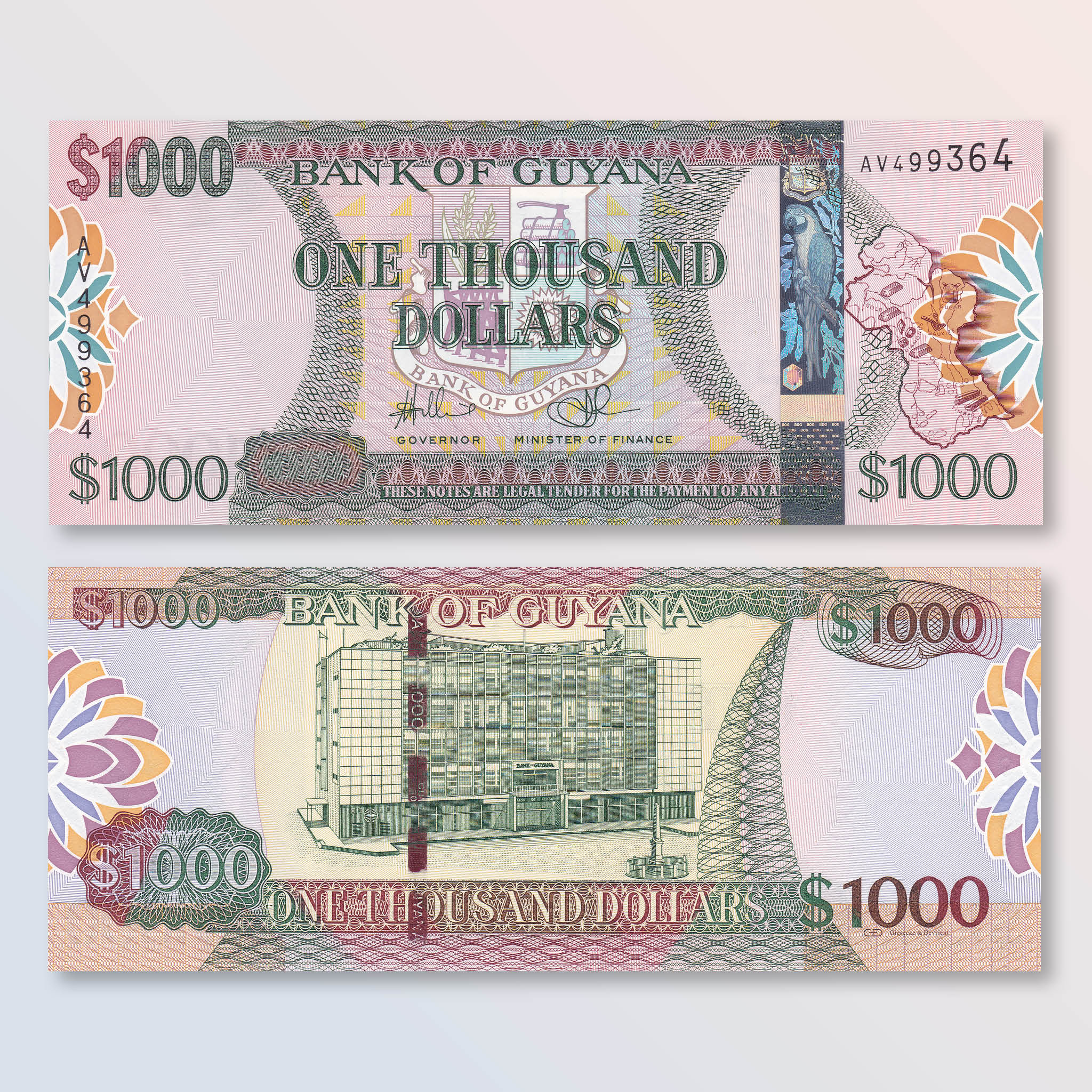 Guyana 1000 Dollars, 2011, B117a, P39b, UNC - Robert's World Money - World Banknotes