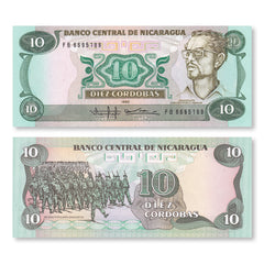 Nicaragua 10 Córdobas, 1985, B445a, P151a, UNC - Robert's World Money - World Banknotes