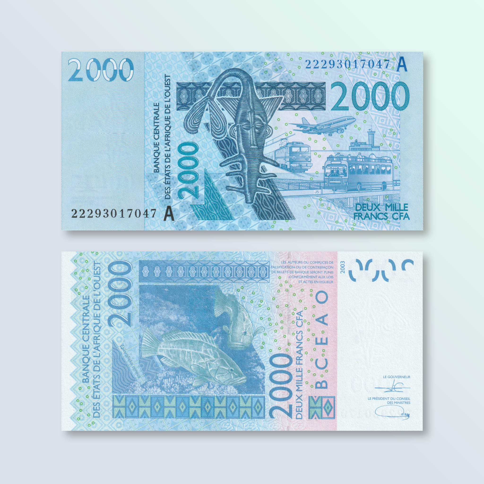 West African States, Ivory Coast, 2000 Francs, 2022, B122Av, P116A, UNC - Robert's World Money - World Banknotes