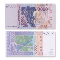 West African States, Burkina Faso, 10000 Francs, 2022, B124Cv, P318C, UNC - Robert's World Money - World Banknotes