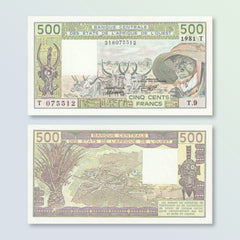 West African States, Togo, 500 Francs, 1989, B111Tb1, P806Tc, UNC