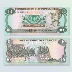 Nicaragua 10 Córdobas, 1985, B445a, P151a, UNC - Robert's World Money - World Banknotes
