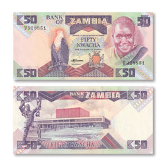 Zambia 50 Kwacha, 1986, B129a, P28a, UNC