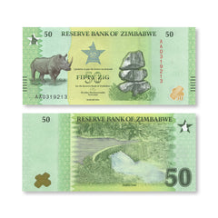 Zimbabwe 50 ZiG, 2026, Upgraded Big 5, B208a, UNC