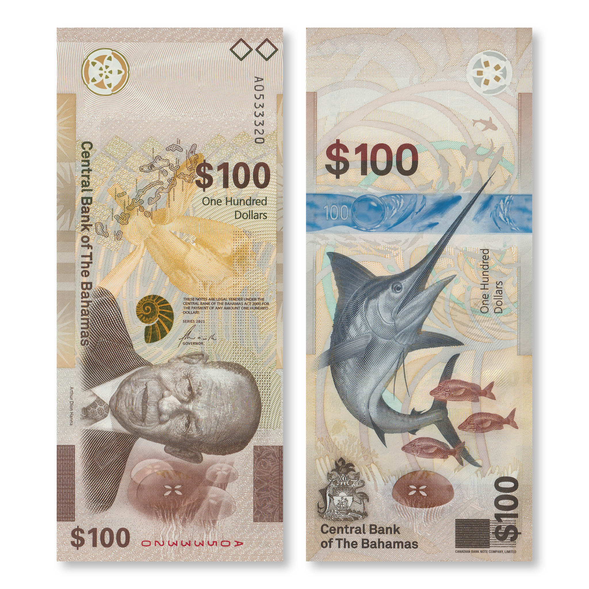 Bahamas 100 Dollars, 2021, B355a, UNC - Robert's World Money - World Banknotes