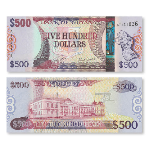 Guyana 500 Dollars, 2011, B116b, P37, UNC - Robert's World Money - World Banknotes