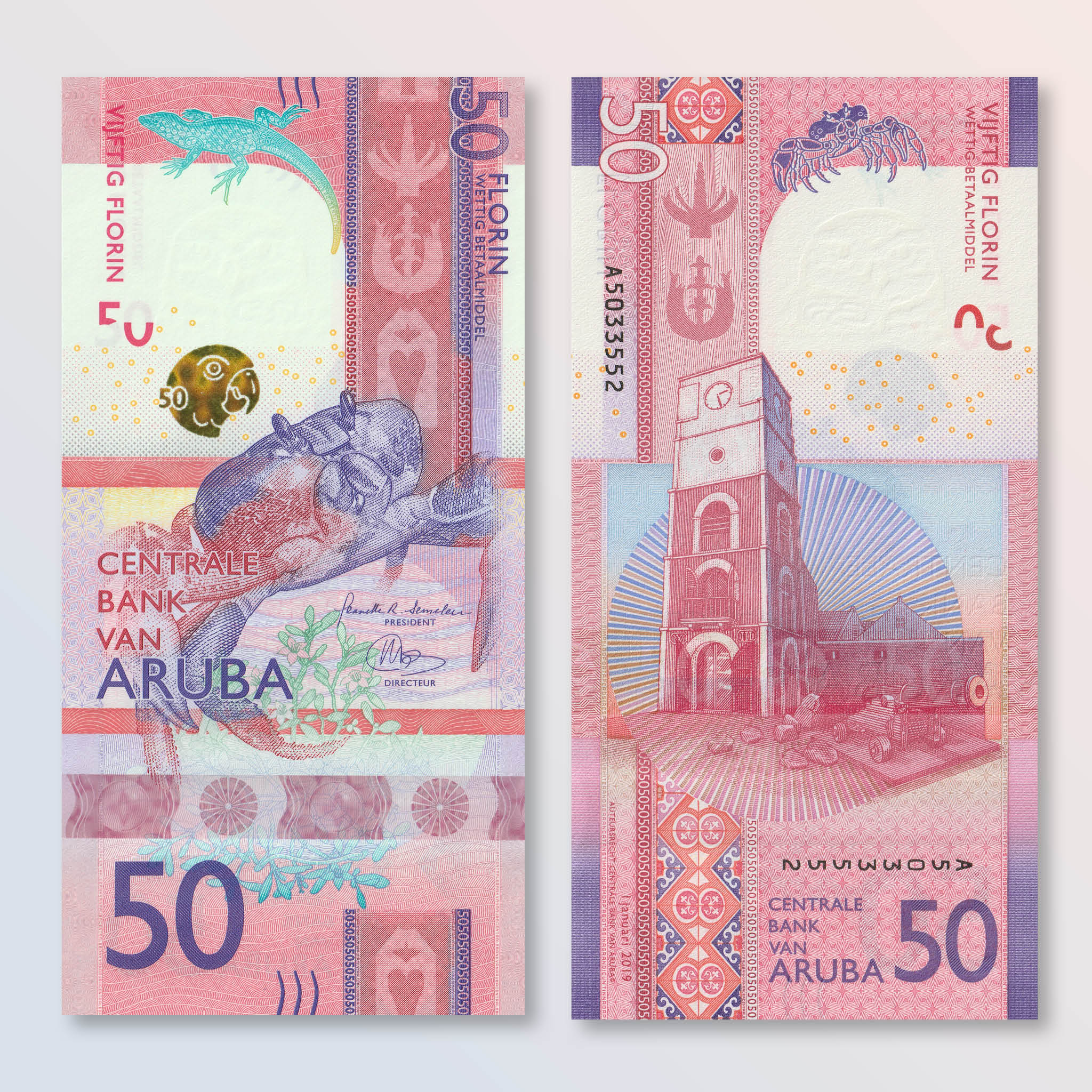 Aruba 50 Florin, 2019, B123a, UNC - Robert's World Money - World Banknotes