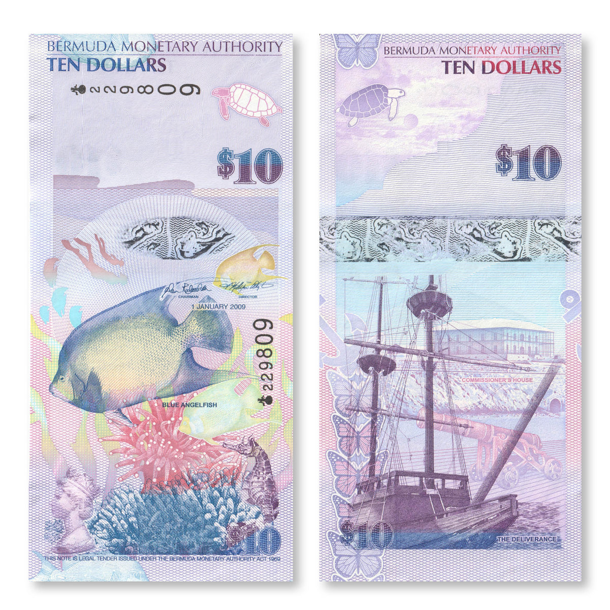 Bermuda 10 Dollars, 2009, B232a, P59a, UNC - Robert's World Money - World Banknotes
