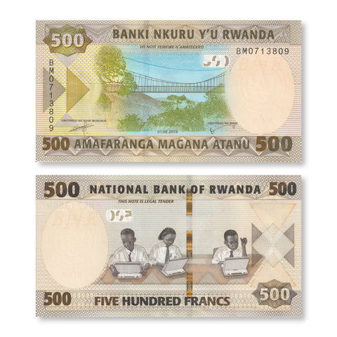 Rwanda 500 Francs, 2019, B141a, UNC - Robert's World Money - World Banknotes