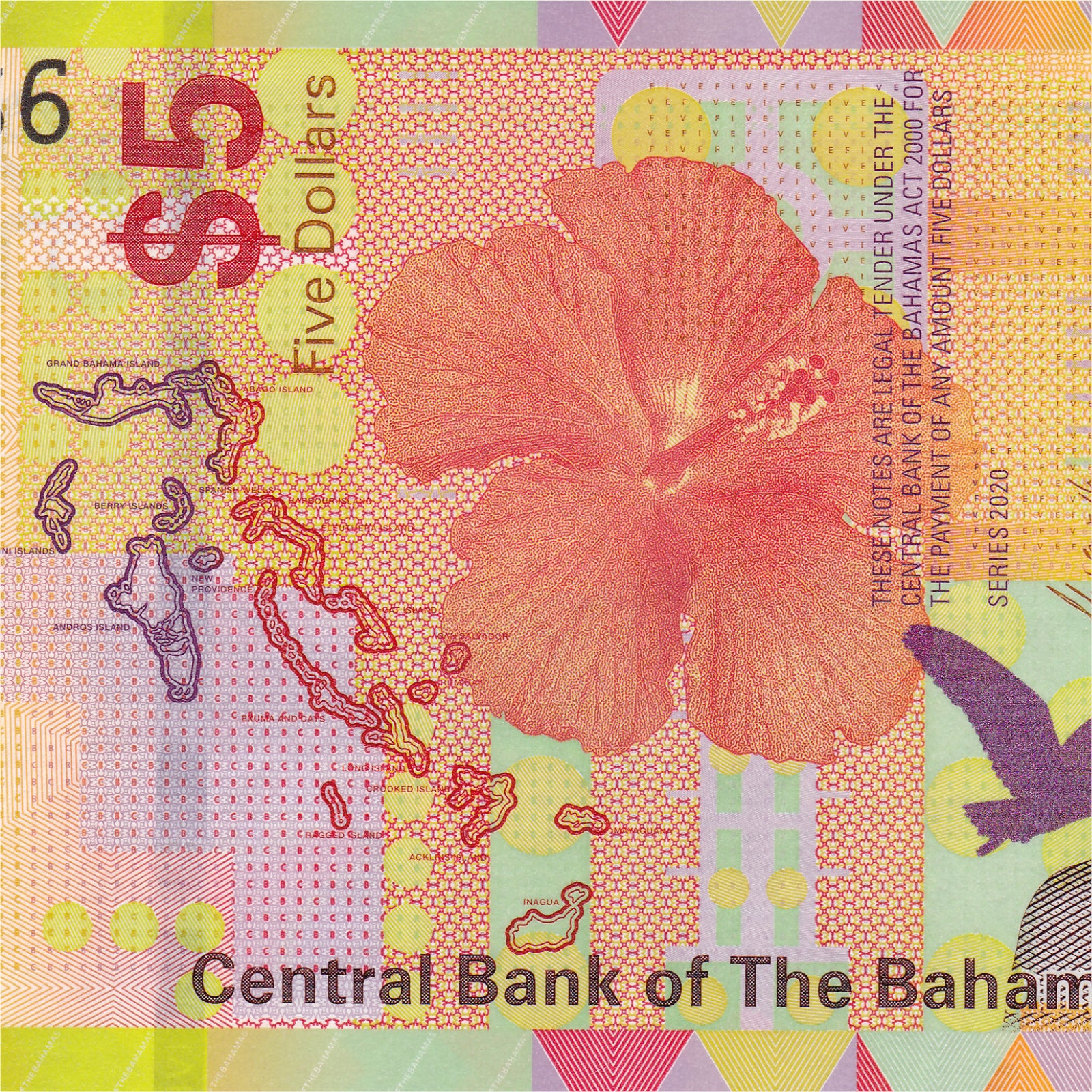 Bahamas 5 Dollars, 2020, B351a, UNC - Robert's World Money - World Banknotes