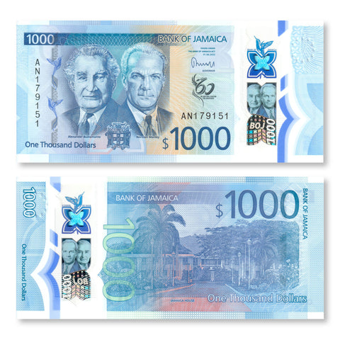 Jamaica 1000 Dollars, 2022 (2023) Commemorative, B254a, UNC - Robert's World Money - World Banknotes