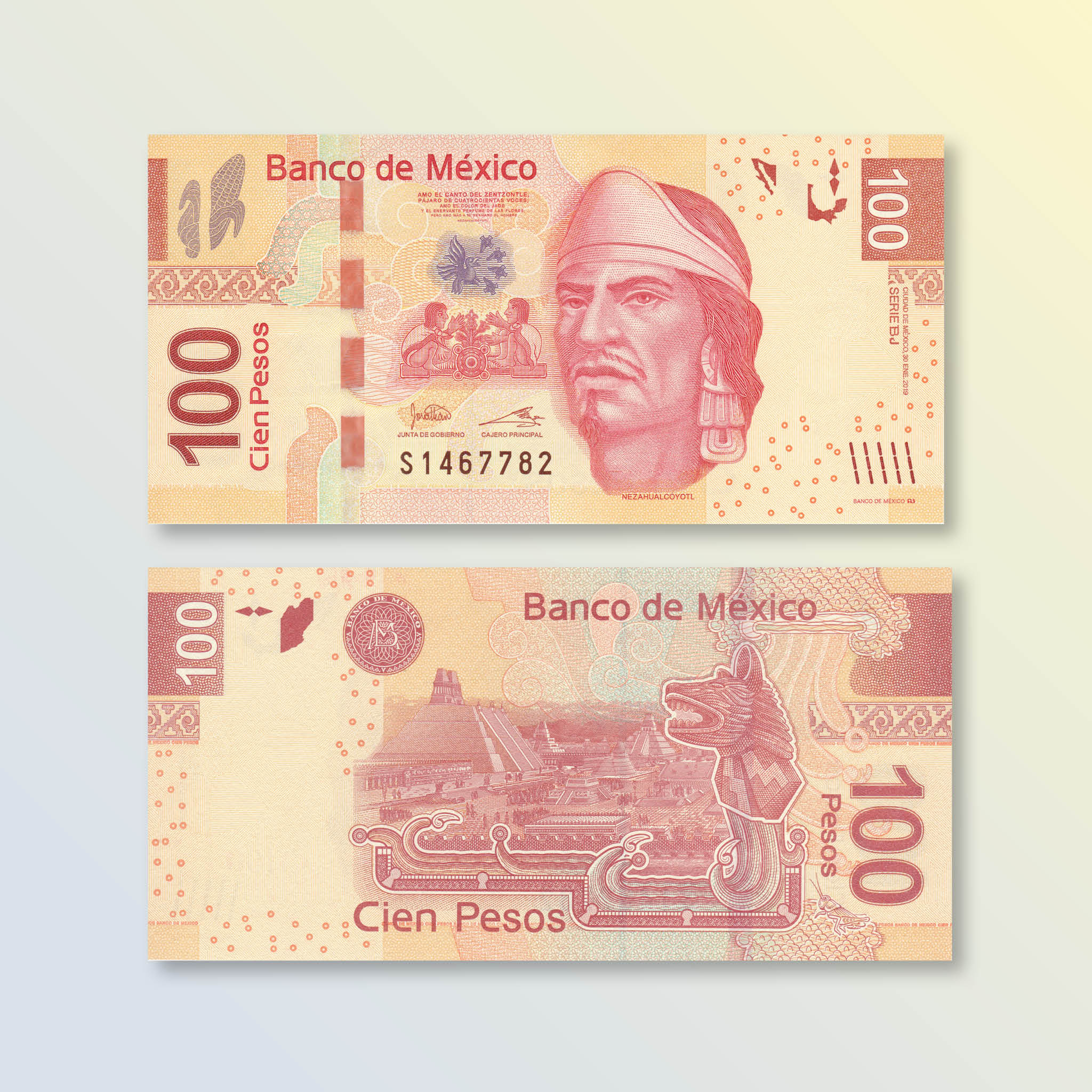 Mexico 100 Pesos, 2019, B706r, P124, UNC - Robert's World Money - World Banknotes