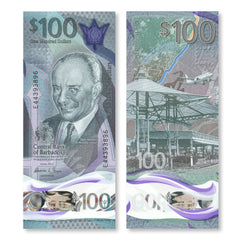 Barbados 100 Dollars, 2022, B244a, UNC - Robert's World Money - World Banknotes