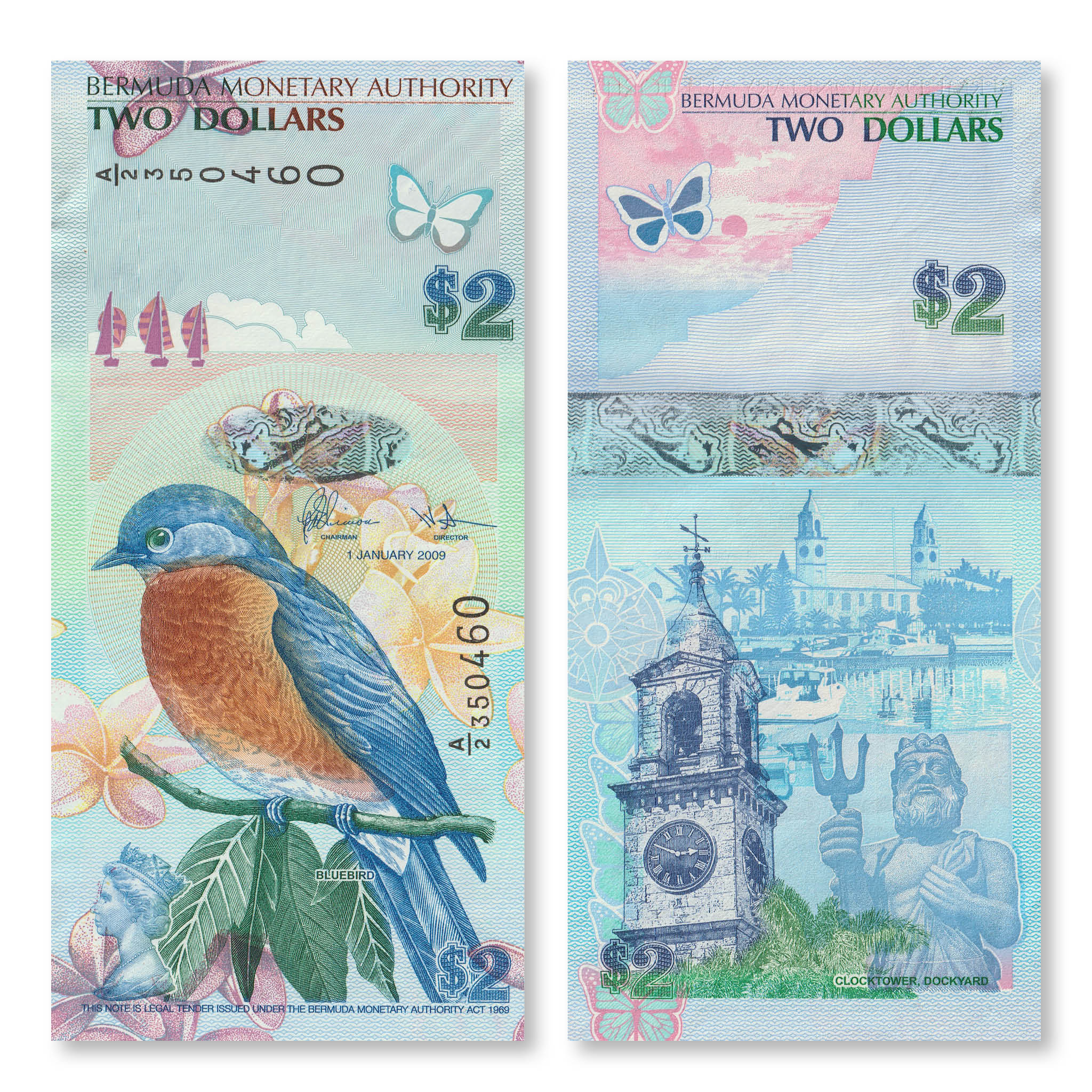 Bermuda 2 Dollars, 2009, B230c, P57c, IBNS Banknote of the Year 2009, UNC - Robert's World Money - World Banknotes