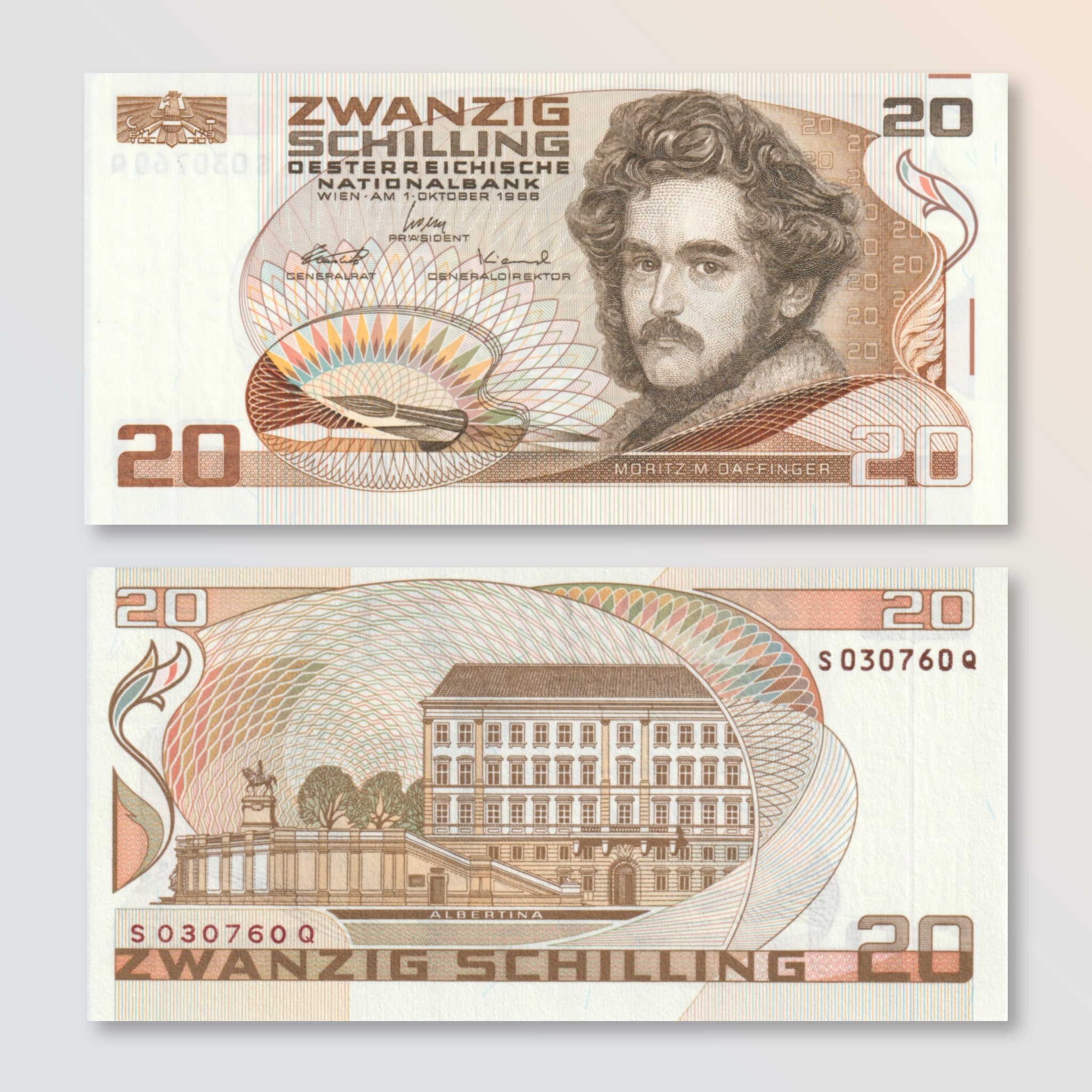 Austria 20 Schilling, 1986, B253a, P148, UNC - Robert's World Money - World Banknotes