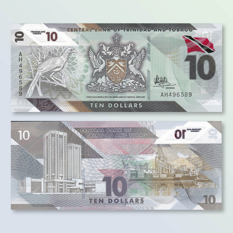 Trinidad & Tobago 10 Dollars, 2020, B238a, Trinidad's first polymer series, UNC - Robert's World Money - World Banknotes
