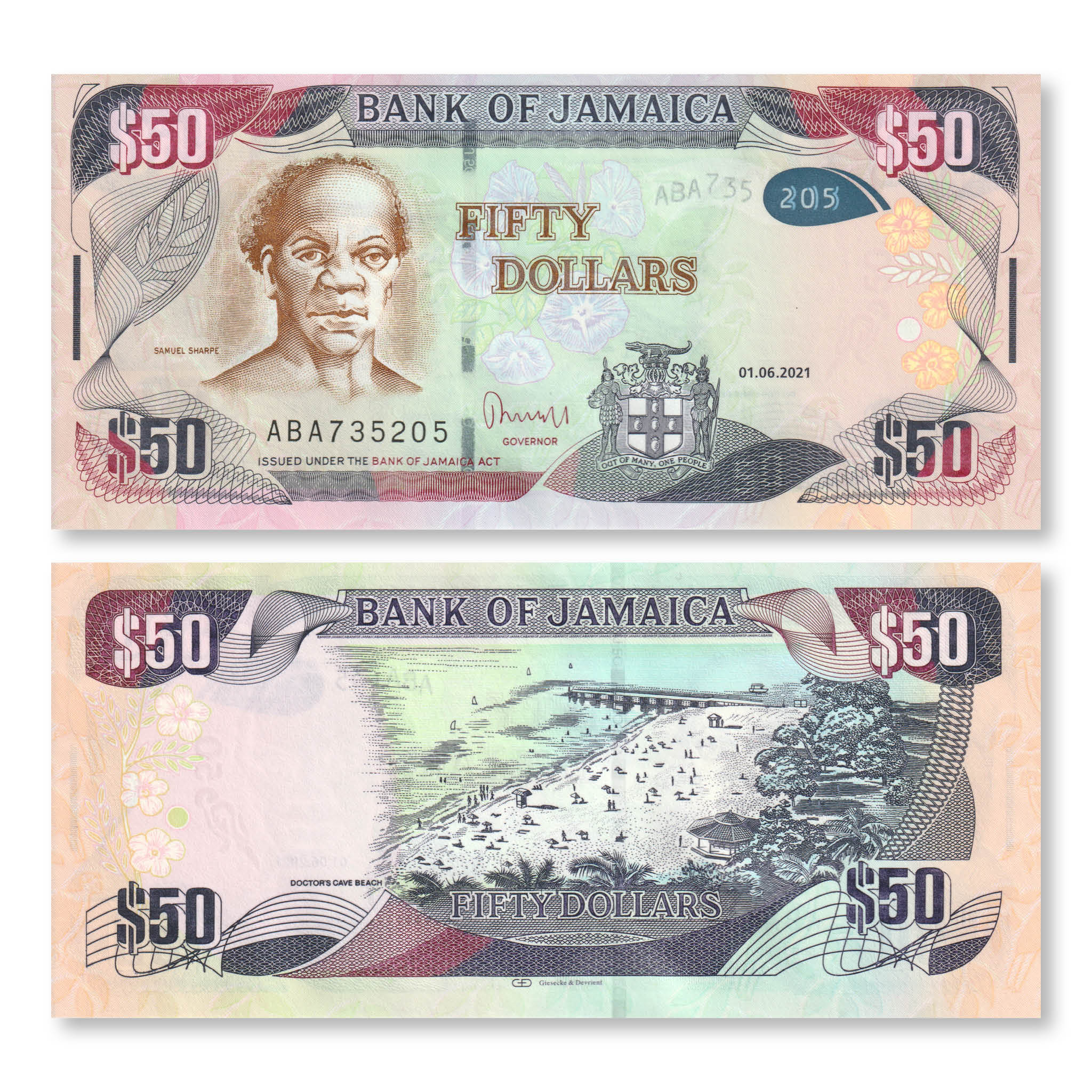 Jamaica 50 Dollars, 2021, B249g, P94, UNC - Robert's World Money - World Banknotes