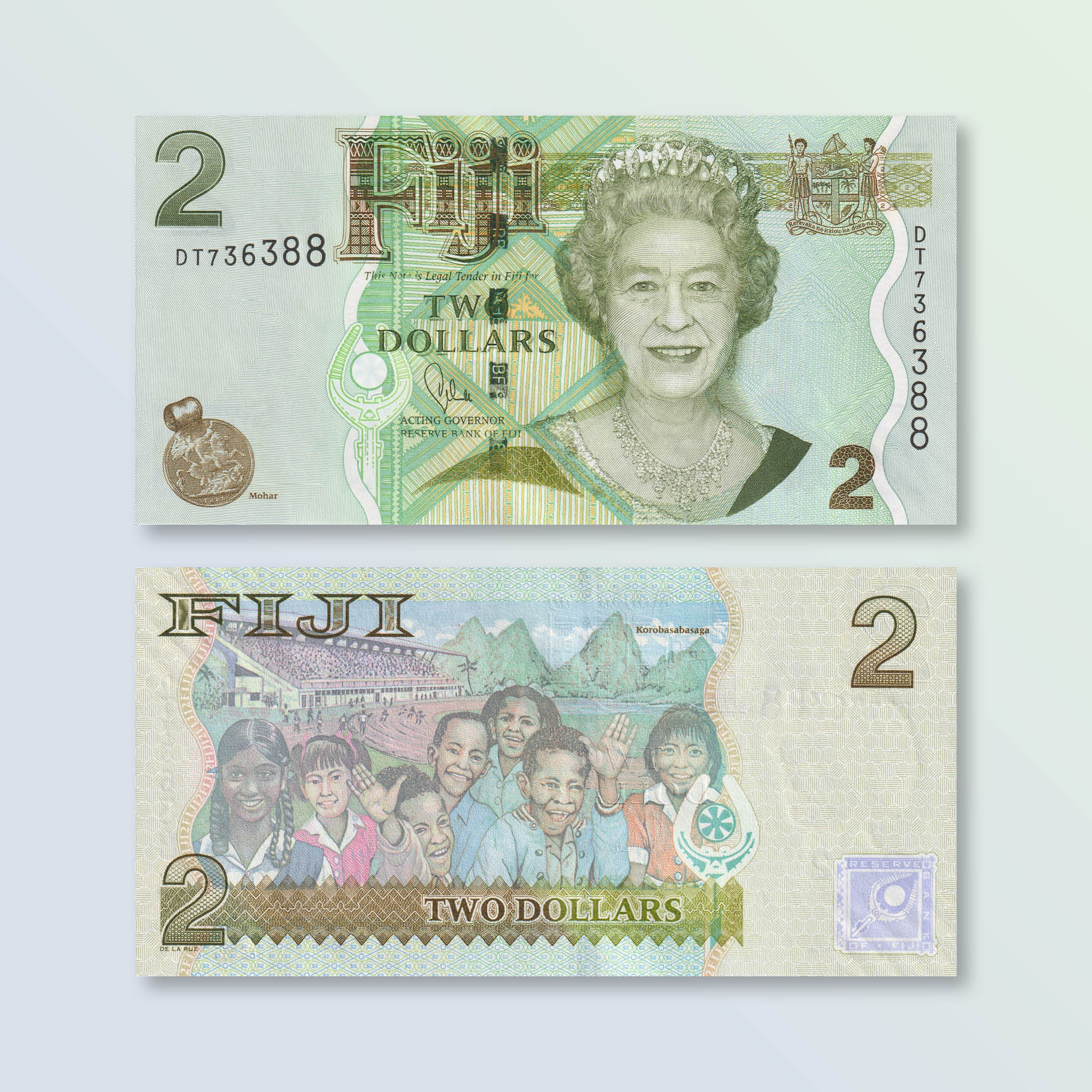 Fiji 2 Dollars, 2011, B520b, P109b, UNC - Robert's World Money - World Banknotes