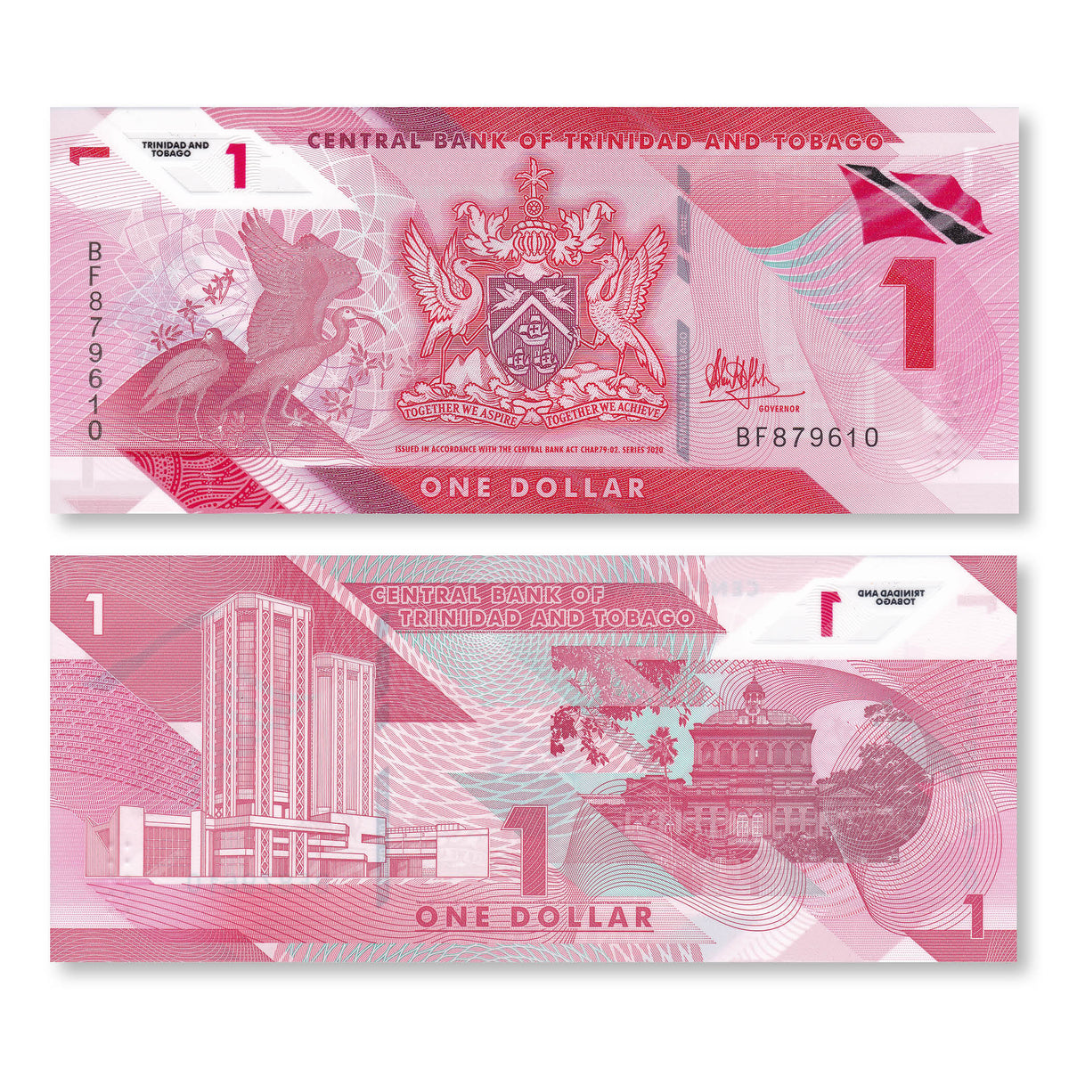 Trinidad & Tobago 1 Dollar, 2020 (2021), B236a, Trinidad's first polymer series, UNC - Robert's World Money - World Banknotes