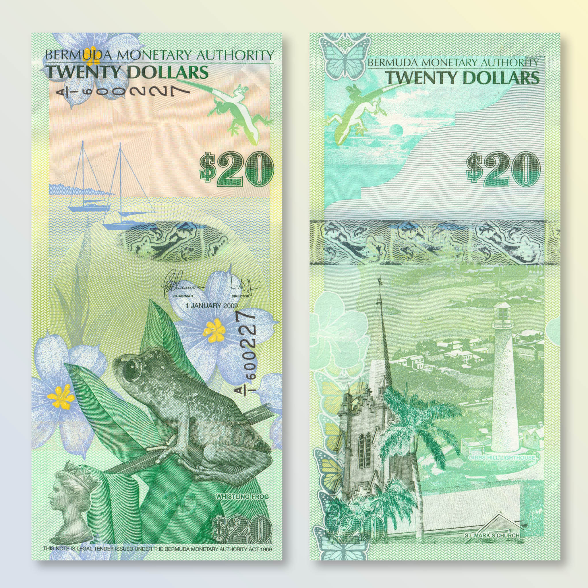 Bermuda 20 Dollars, 2009, B233a, P60a, UNC - Robert's World Money - World Banknotes