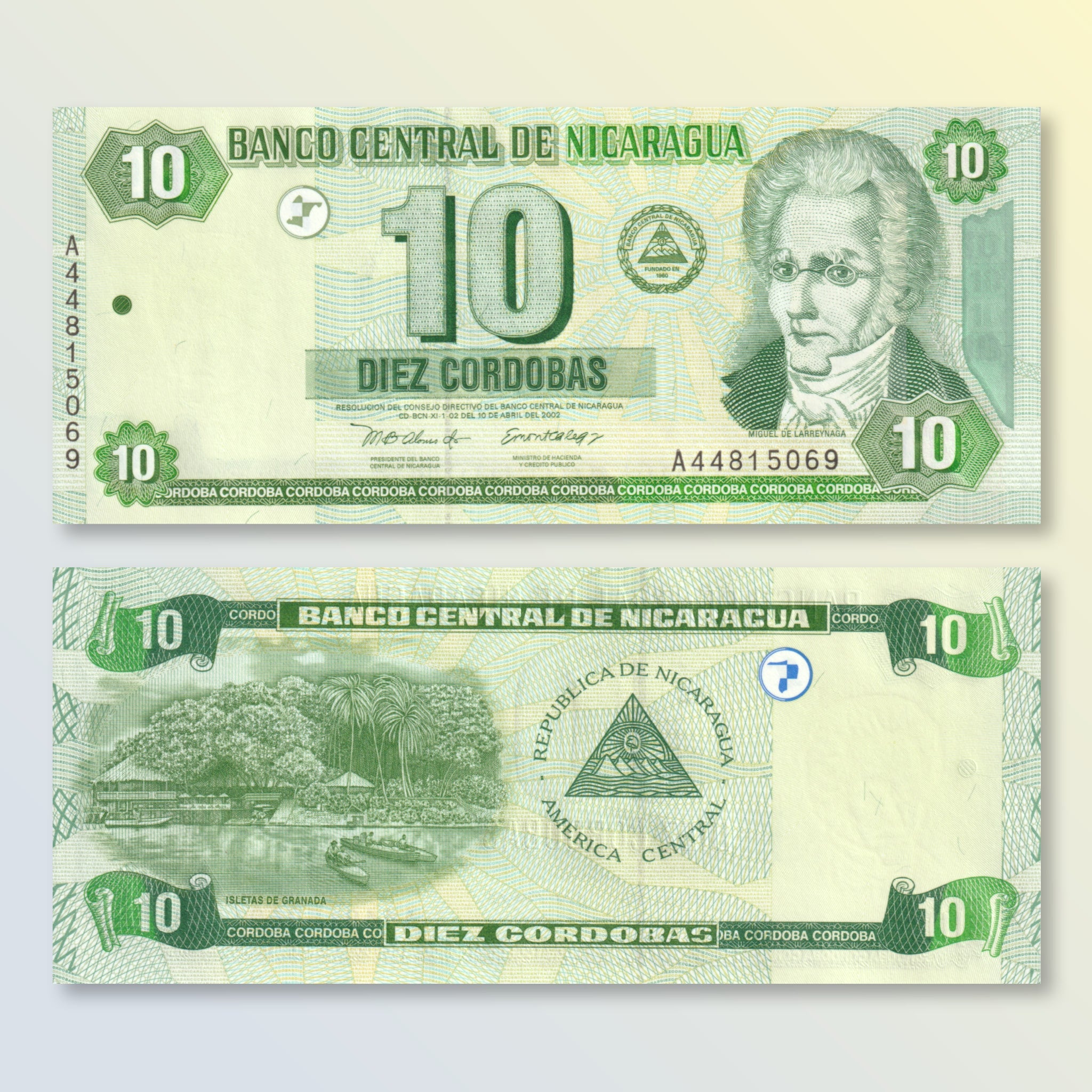 Nicaragua 10 Córdobas, 1992, B488a, P191, UNC - Robert's World Money - World Banknotes