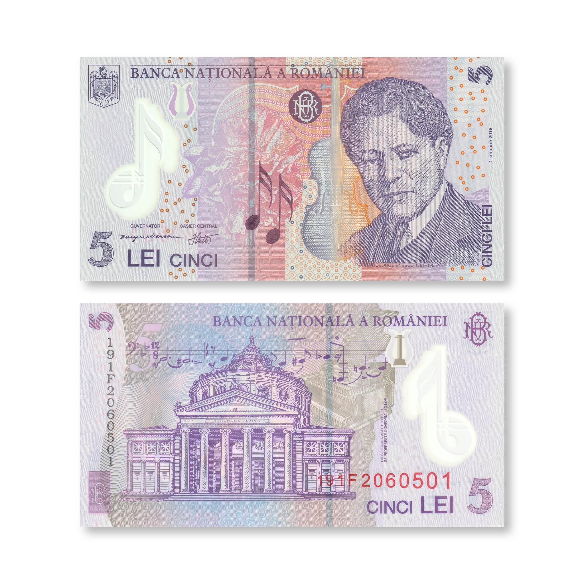 Romania 5 Lei, 2018 (2019), B287b, P118, UNC - Robert's World Money - World Banknotes