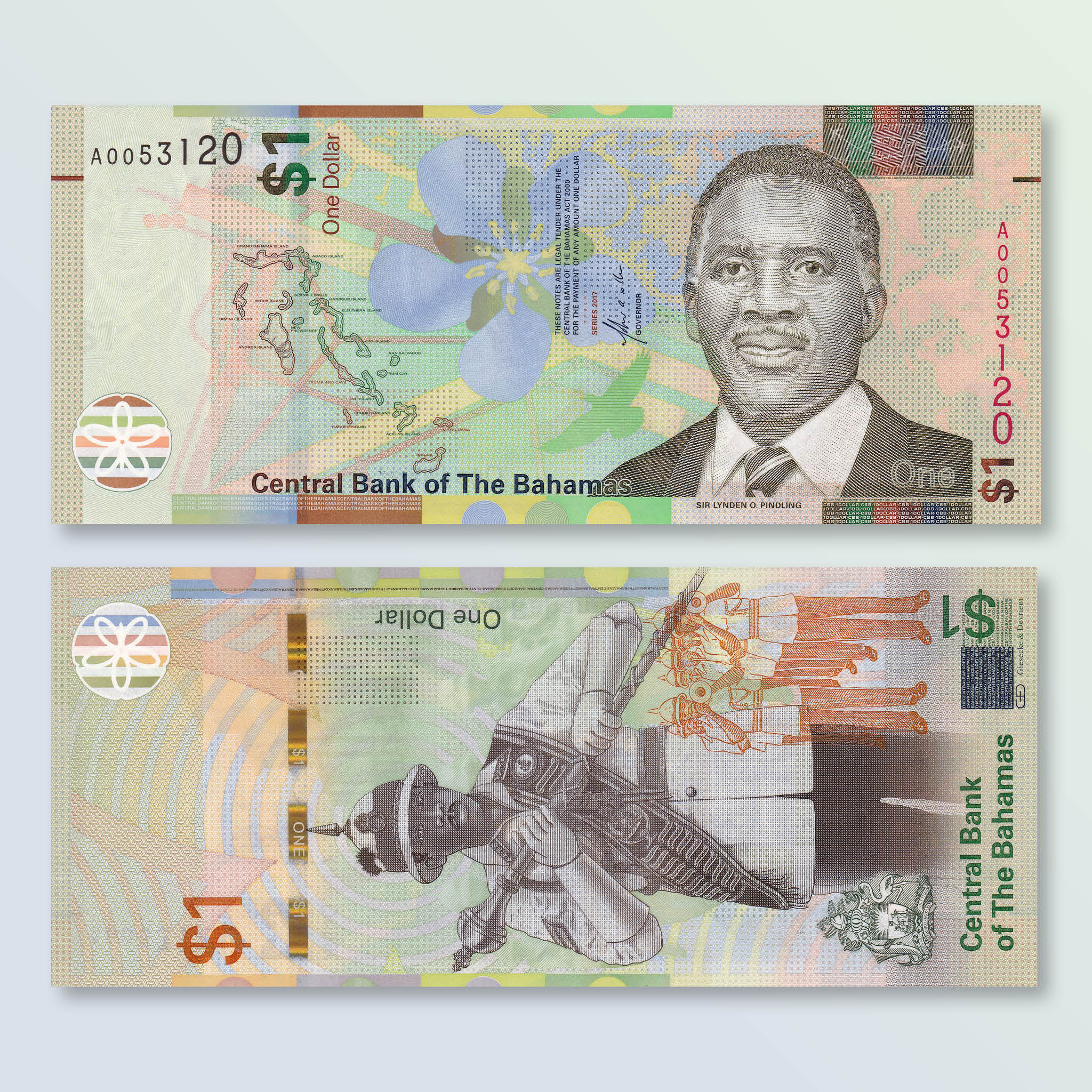 Bahamas 1 Dollar, 2017, B349a, P77a, UNC - Robert's World Money - World Banknotes