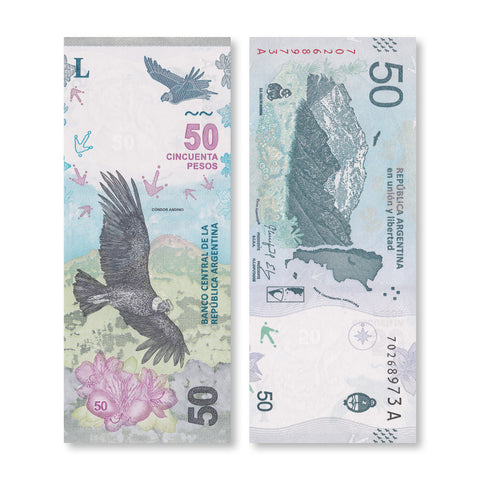 Argentina 50 Pesos, 2018, B418a, P363, UNC - Robert's World Money - World Banknotes
