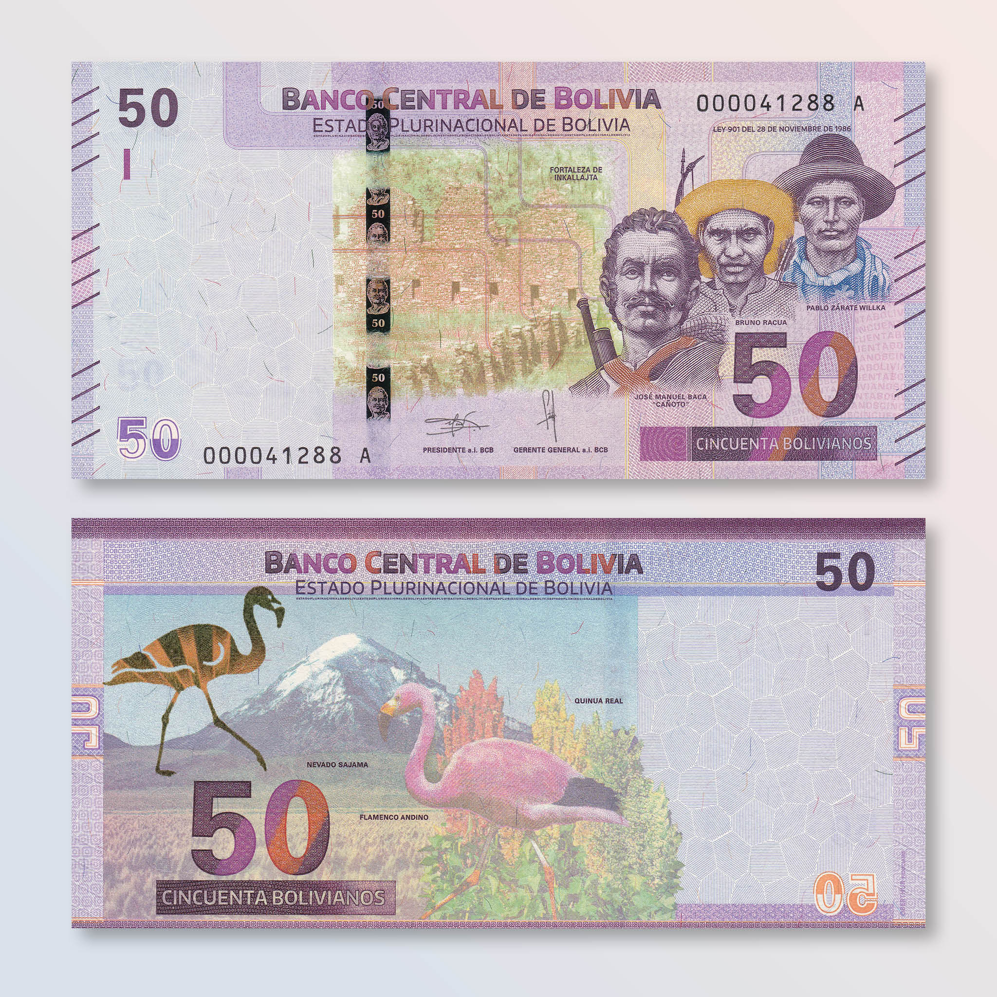 Bolivia 50 Bolivianos, 2018, B419a, UNC - Robert's World Money - World Banknotes