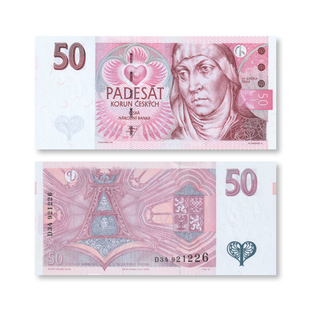 Czech Republic 50 Koruna, 1997, B117a, P17b, UNC - Robert's World Money - World Banknotes