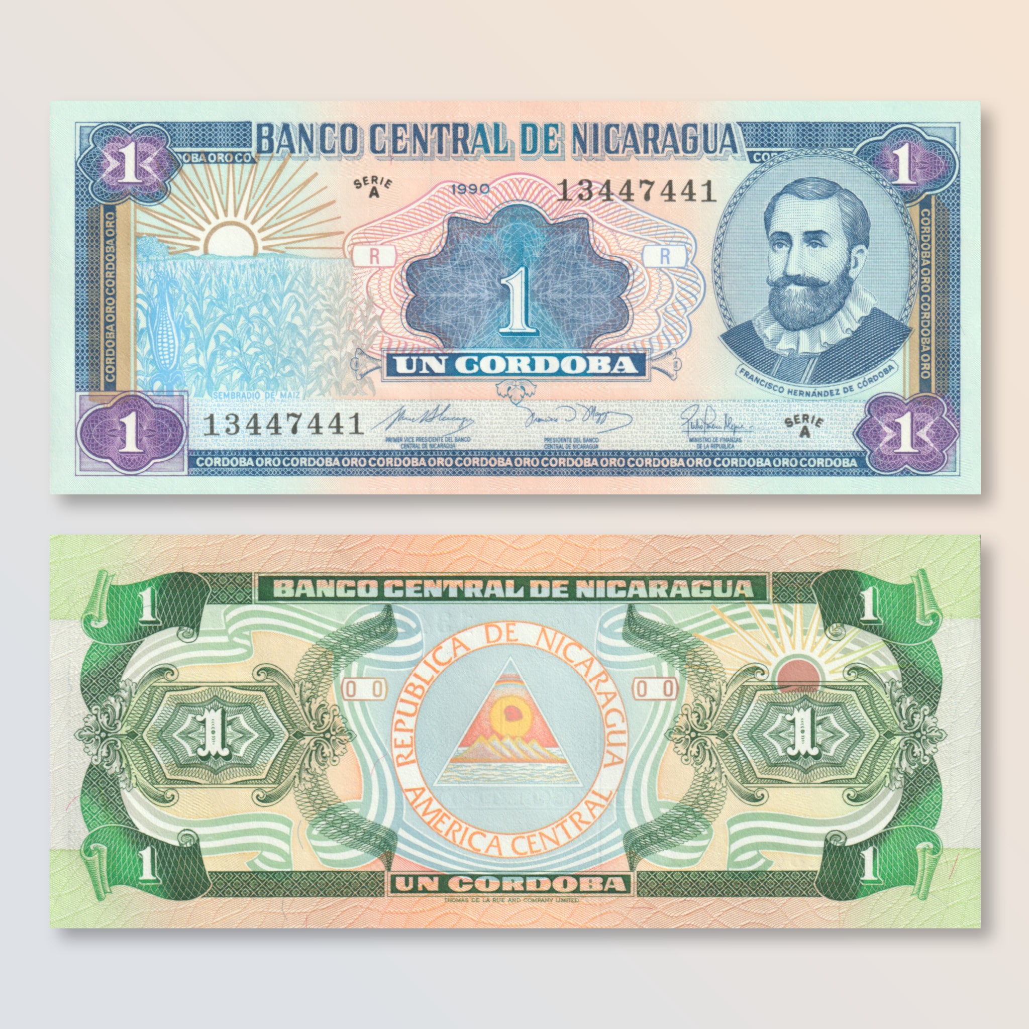 Nicaragua 1 Córdoba, 1990, B467a, P173, UNC - Robert's World Money - World Banknotes