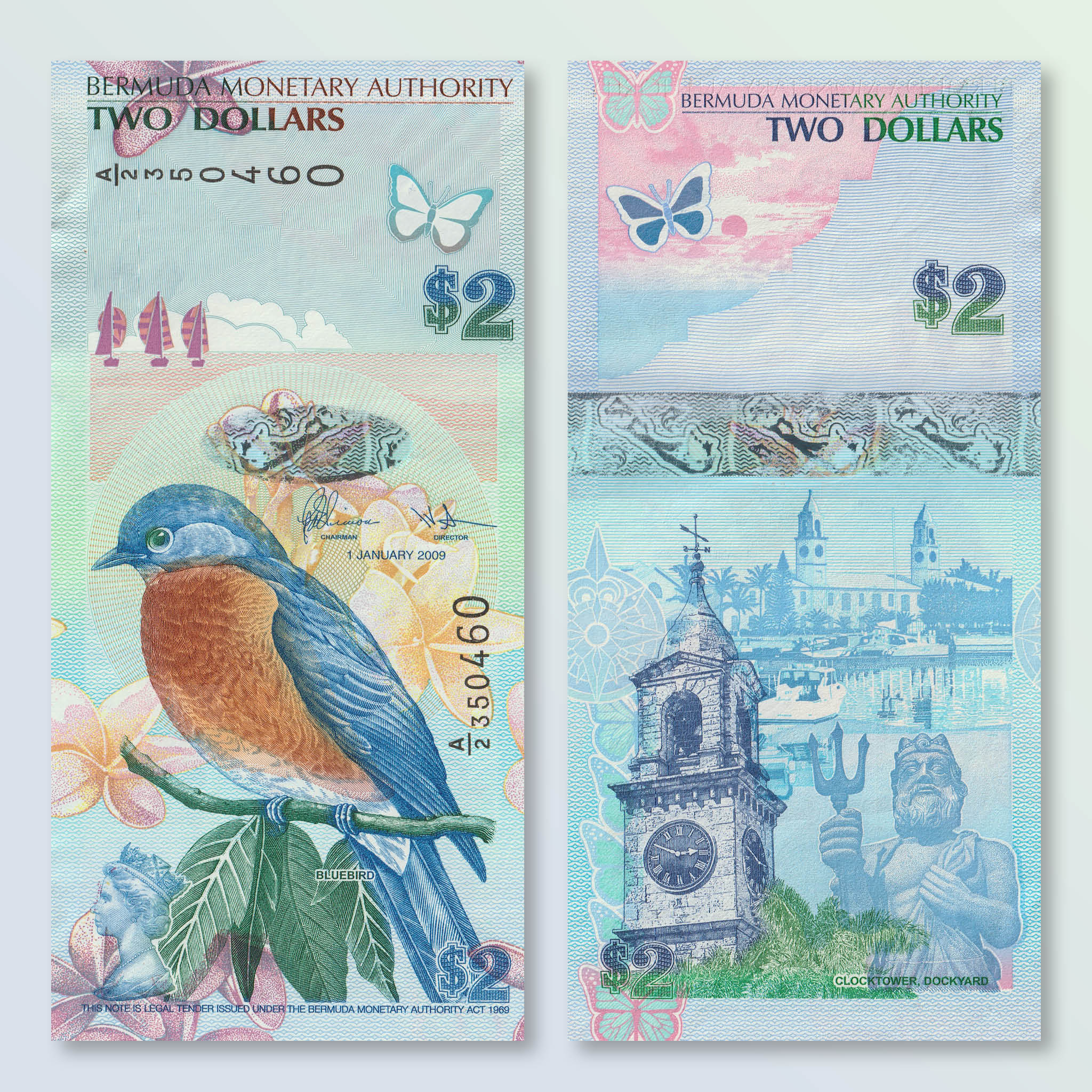 Bermuda 2 Dollars, 2009, B230c, P57c, IBNS Banknote of the Year 2009, UNC - Robert's World Money - World Banknotes
